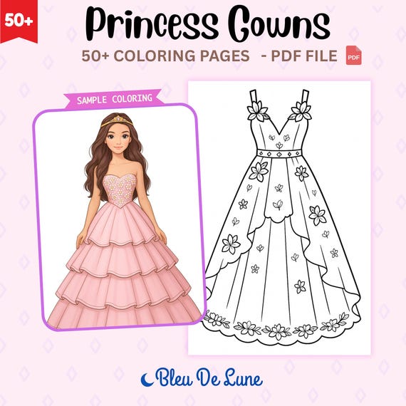 ball gown princess dress coloring pages Coloring Page "ball Gowns" Fashion Sketch Printable .pdf Files | Digital Download 8.5x11 B&W Sketches - Bridgerton Inspired! Copic Markers