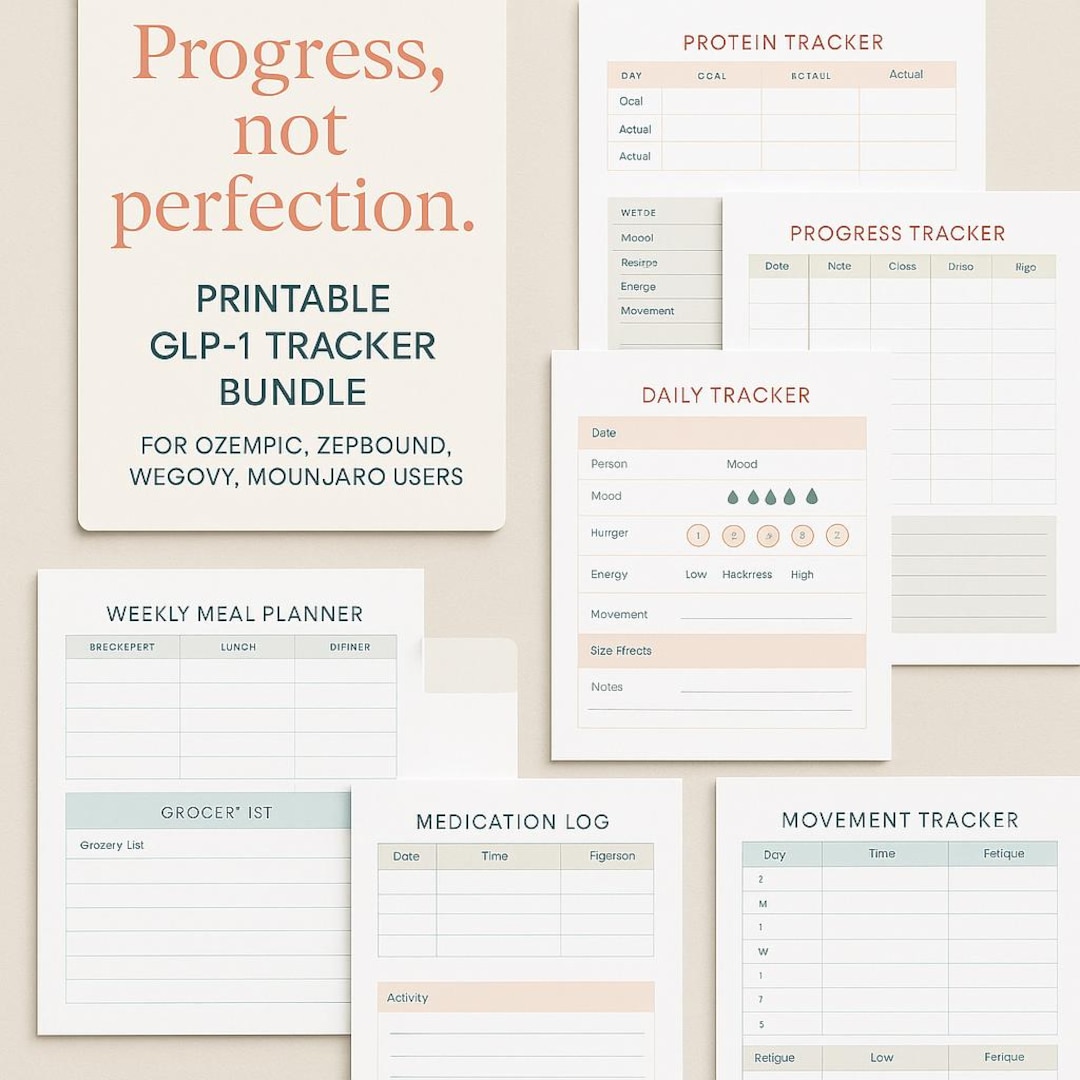 GLP-1 Weight Loss Tracker Bundle | Printable Ozempic Zepbound Wegovy ...