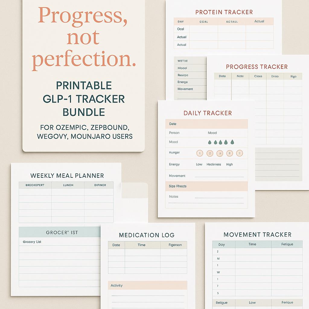 GLP-1 Weight Loss Tracker Bundle | Printable Ozempic Zepbound Wegovy ...