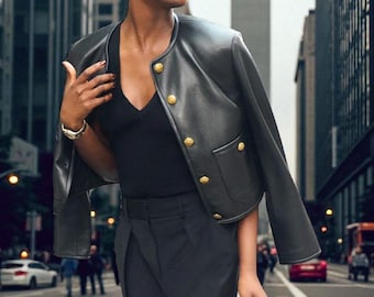 Italian Leather Women's Jacket | Handmade | Genuine Goat Leather