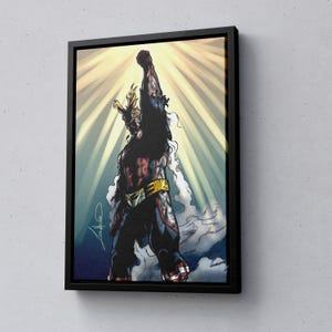 All Might Plus Ultra Poster, Symbol Hero Rise Sunburst Anime Poster, Cool Anime Poster