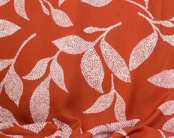 Dotted Botanical Viscose Rayon Fabric by the Yard – Lightweight Saffron Red, 56" Wide