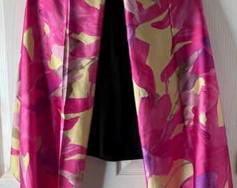 Foulard écharpe En Soie Floral Violet Mauve - Neuf Sans étiquette, Fait En France, Cadeau Pour Femme