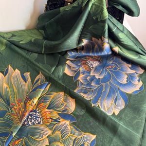 botanical art scarf styled as handbag accessory