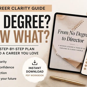 Guía profesional para mujeres sin titulación universitaria | ¿Te sientes perdida? Obtén claridad en 30 minutos | Cuaderno de trabajo para la toma de decisiones profesionales en PDF | Encuentra tu próximo paso