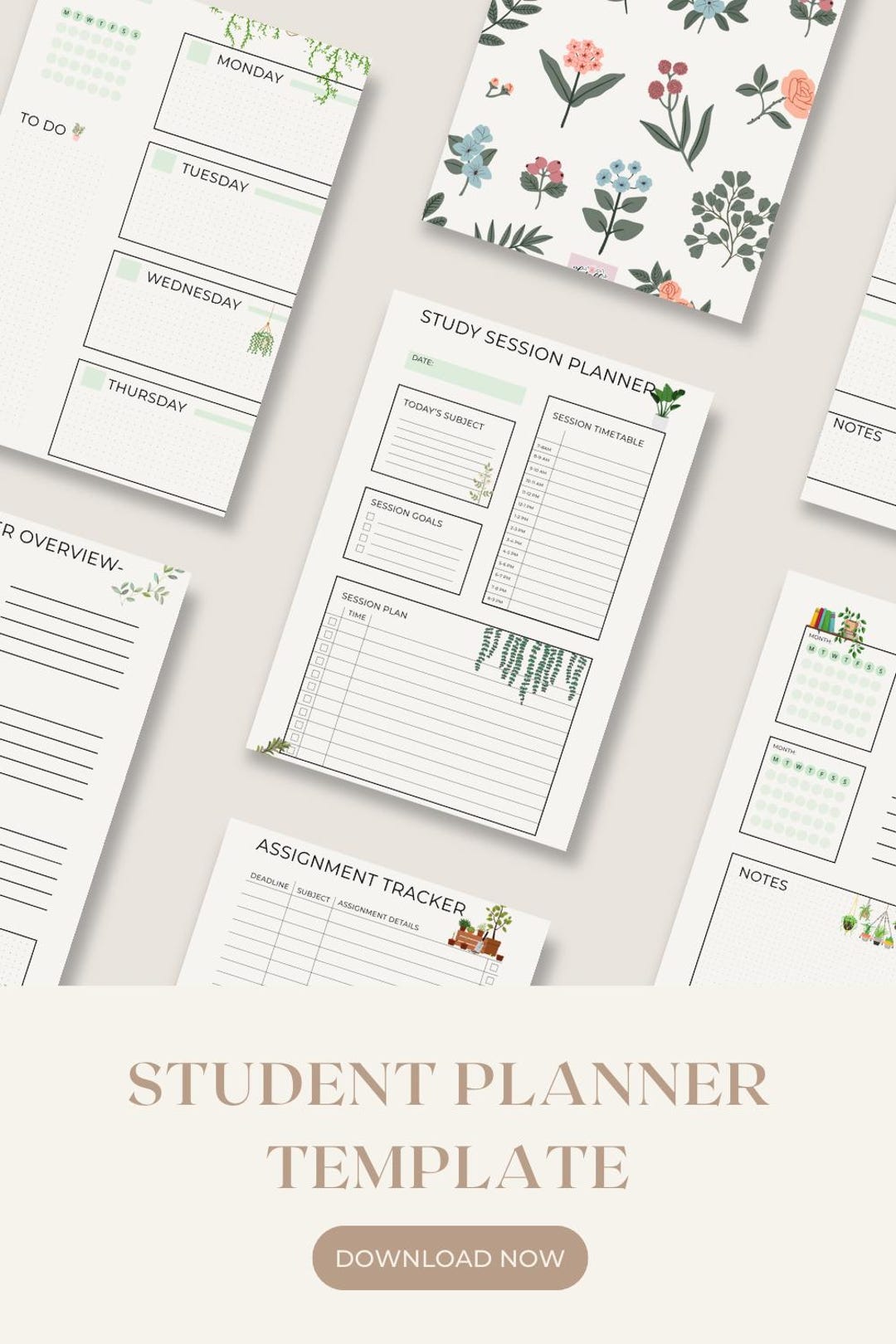 Printable Student Study Planner – Semester & Weekly Planner, Assignment ...
