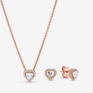 Dainty Rose Gold Plated Heart Necklace - 17" Chain, Gift Box, Women's Love Jewelry