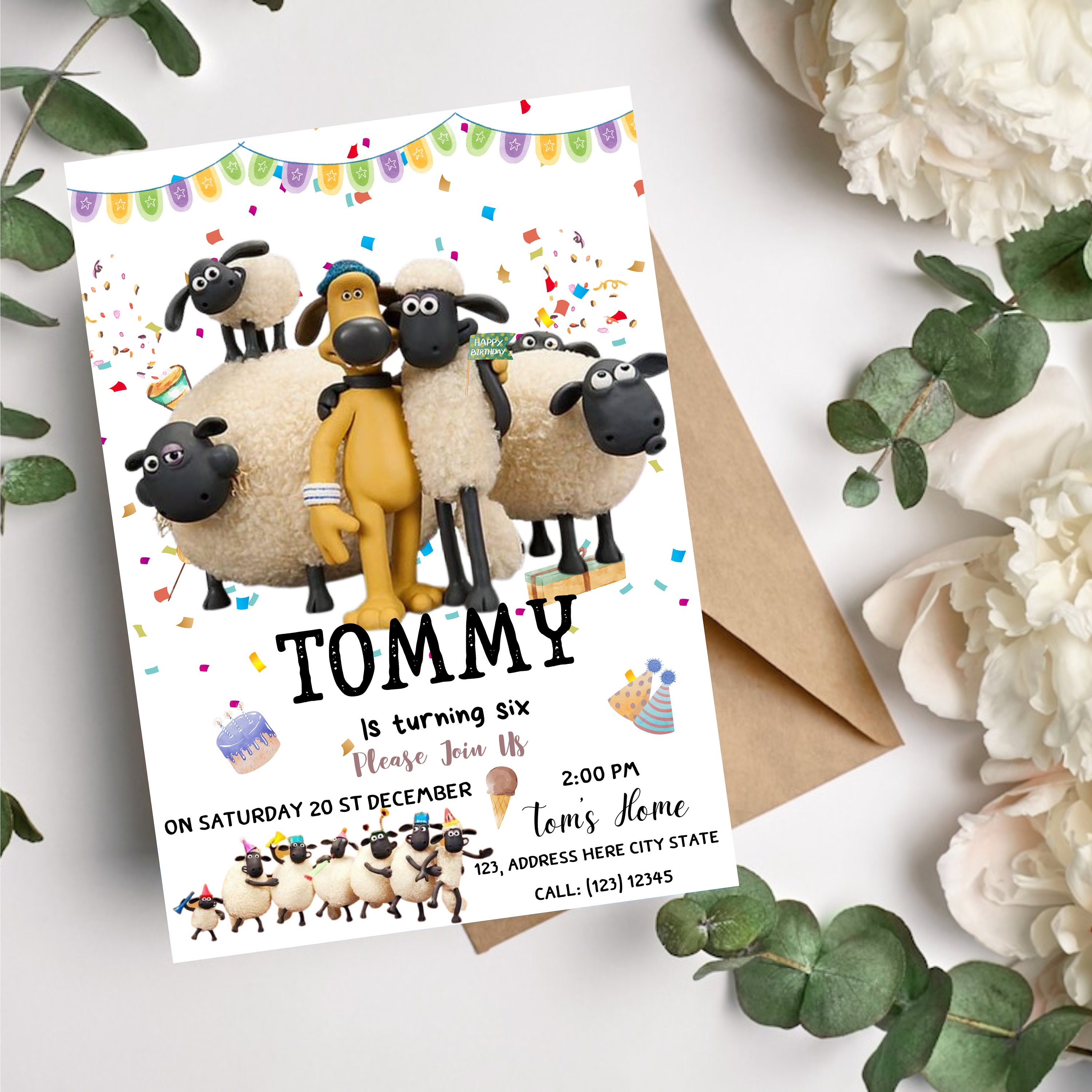 Editable Shaun the Sheep Birthday Invitation, Shaun the Sheep ...