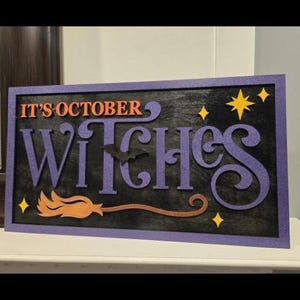 Halloween Hexe Holzschild: 3D Oktober Dekor