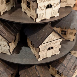 Wooden Advent Calendar Village - Stacked Christmas House Countdown - Reusable Holiday Decor image 15