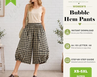 Women's Bubble Pants PDF Pattern | Balloon Leg Trousers | Relaxed Fit | Digital Sewing Pattern | XS-5XL