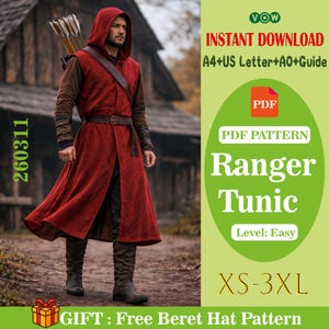 Men's Ranger Tunic Sewing Pattern, Medieval Viking Shirt (PDF Pattern)