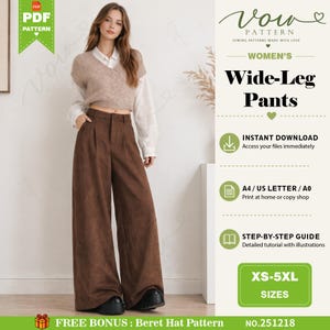 Wide Pants Sewing Pattern | Women's Trousers (PDF Pattern)