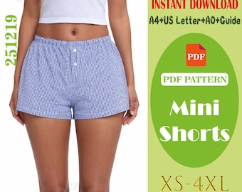 Summer Mini Shorts PDF Sewing Pattern | Women’s Shorts | Elastic Waist | Beginner Friendly