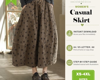 Skirt PDF Sewing Pattern, Women Skirt Pattern XS-4XL, Instant Download,  Beginner Friendly, DIY Sewing Pattern