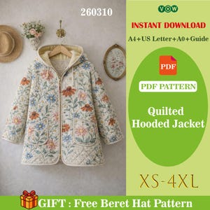 Quilted Hooded Jacket Sewing Pattern: Beginner Friendly Cozy Coat (Instant Download)