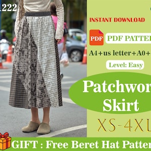 Rok met panelen als pdf-naaipatroon | Patchworkrok | Uitlopende rok | Geschikt voor beginners