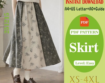 Classic Skirt PDF Sewing Pattern | Beginner Friendly | Elastic Waist Skirt