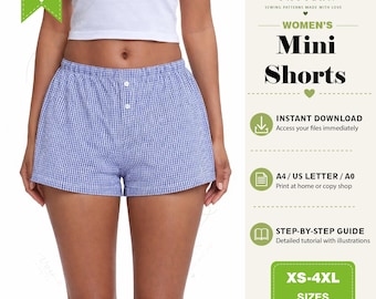Summer Mini Shorts PDF Sewing Pattern | Women’s Shorts | Elastic Waist | Beginner Friendly
