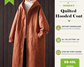 Oversized Quilted Hood Coat PDF Sewing Pattern