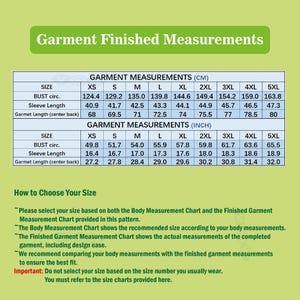 Peut inclure: Tableau de mesures de v&ecirc;tements, tailles XS &agrave; 5XL, avec mesures en cm et en pouces. Il indique la circonf&eacute;rence de la poitrine, la longueur des manches et du dos. Des instructions pour choisir la taille sont &eacute;galement fournies.