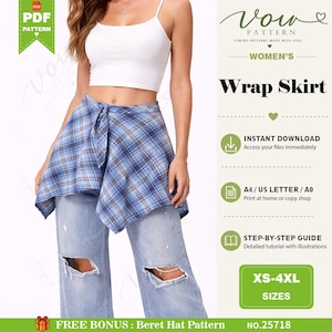 Tie-Waist Wrap Skirt PDF Sewing Pattern | Asymmetrical Skirt | Beginner Friendly