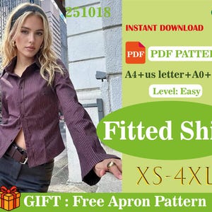 Classic Fit Women’s Shirt PDF Sewing Pattern | Tailored Blouse | Digital Download A0 A4 US Letter