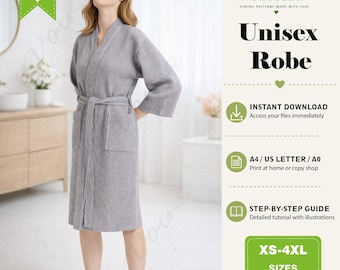 Unisex Bathrobe Sewing Pattern | Cozy Loungewear (PDF Download)