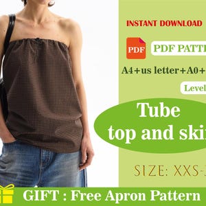 Tube Top & Skirt Sewing Pattern – Women’s PDF Clothing Pattern, Digital Download, Summer Outfit DIY Digital Download PDF pattern easy follow