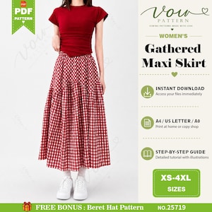 Asymmetrische paneel maxirok pdf naaipatroon | Lange onregelmatige rok | Digitale download | Boho-zomerrok dames | Zelfstudie naaien