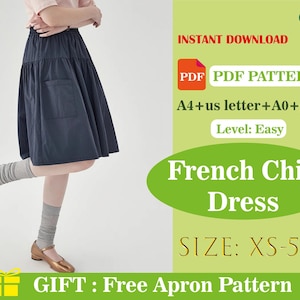 Pleated Skirt Sewing Pattern PDF, Women’s Above Knee Skirt  Gathered Knee Length Skirt, DIY Summer Clothing, Printable Sewing Tutorial