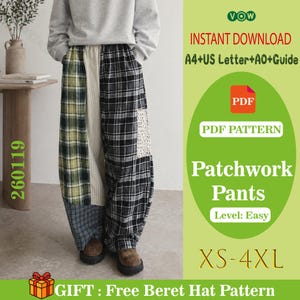 Wide Leg Pants Sewing Pattern PDF Digital Download Womens Patchwork Wide Leg Pants Beginner Friendly A4 A0 US Letter
