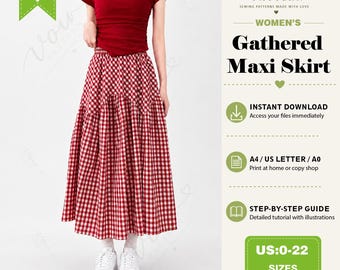 Asymmetrical Panel Maxi Skirt PDF Sewing Pattern | Long Irregular Skirt | Digital Download | Women’s Boho Summer Skirt | DIY Sewing Tutorial