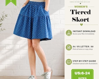 Skort Sewing Pattern PDF | Women’s Mid-Rise Wide Leg Pants | DIY  Sewing Pattern | Comfortable Loose Fit Trousers | Summer Fashion Sewing