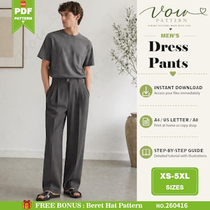 Herren Bundfaltenhose PDF Schnittmuster (XS-5XL) (Digital Download)