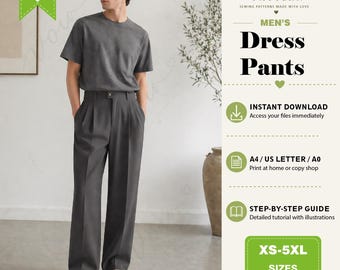 Men's Pleated Trousers PDF Sewing Pattern (XS-5XL) (Digital Download)