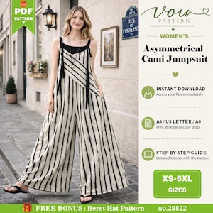 Cartamodello per tuta intera / Tuta da donna a gamba larga (cartamodello in PDF)