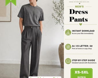 Men's Pleated Trousers PDF Sewing Pattern (XS-5XL) (Digital Download)