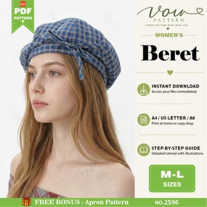 Beret Hat Sewing Pattern PDF: Women's French Style Cap (Digital Download)