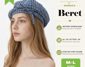 Naaipatroon voor een baret (Franse stijl) in PDF-formaat (digitale download)