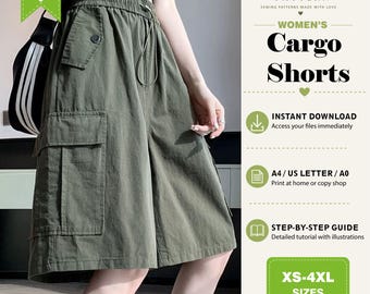 Women’s Relaxed Fit Shorts PDF Sewing Pattern, Casual Loose Shorts, Easy Summer DIY, Digital Download