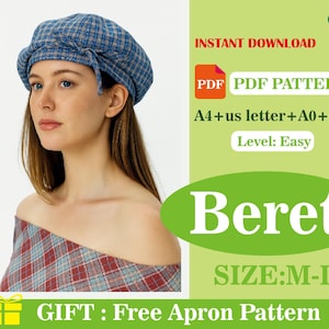 Patrón de costura de boina (PDF): Gorra francesa para mujer (descarga digital)