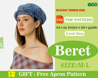 Patrón de costura de boina (PDF): Gorra francesa para mujer (descarga digital)