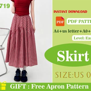 アシンメトリーパネルマキシスカートのPDF型紙｜ロングイレギュラースカート｜デジタルダウンロード｜レディースボヘミアンサマースカート｜DIYソーイングチュートリアル