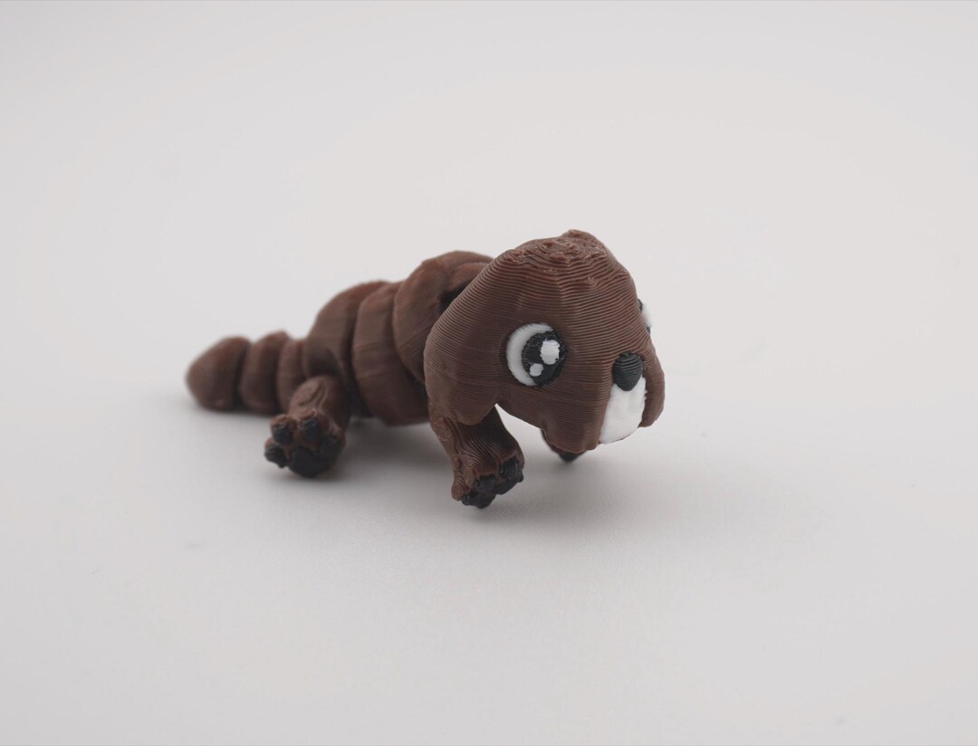 Dog Fidget Toy | 3D Printed Articulated Desk Pet | Brown With Paw Pads ...