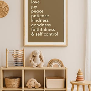 Kids Christian Wall Art, Boy Room Decor, Bible Verse Prints, Christian Nursery, Fruit of the Spirit, modern christian decor