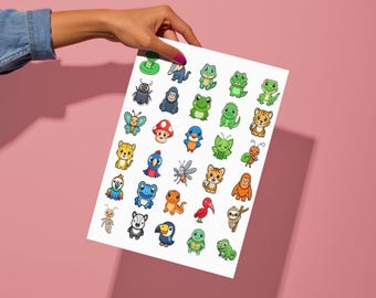 Cute Kawaii Jungle & Rainforest Animal Stickers Pack | Printable Digital Download | Wild Animal Clipart PNG for Planner, Scrapbook, Journal
