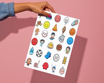 Kawaii Gym Teacher Stickers | Sports | PE | Soccer | Planner Scrapbook Clipart SVG PNG Vector Cricut Silhouette Printable Digital Download