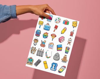 Kawaii Art Teacher Stickers | School | Art | Paint | Artist | Art Room | Clipart SVG PNG Vector Cricut Silhouette Printable Digital Download