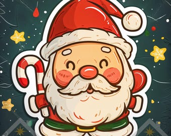 Adorable Christmas Sticker Clipart | 50 Digital Downloads | Cute Festive Holiday Art for Seasonal Projects | Instant Download JPEG Prints